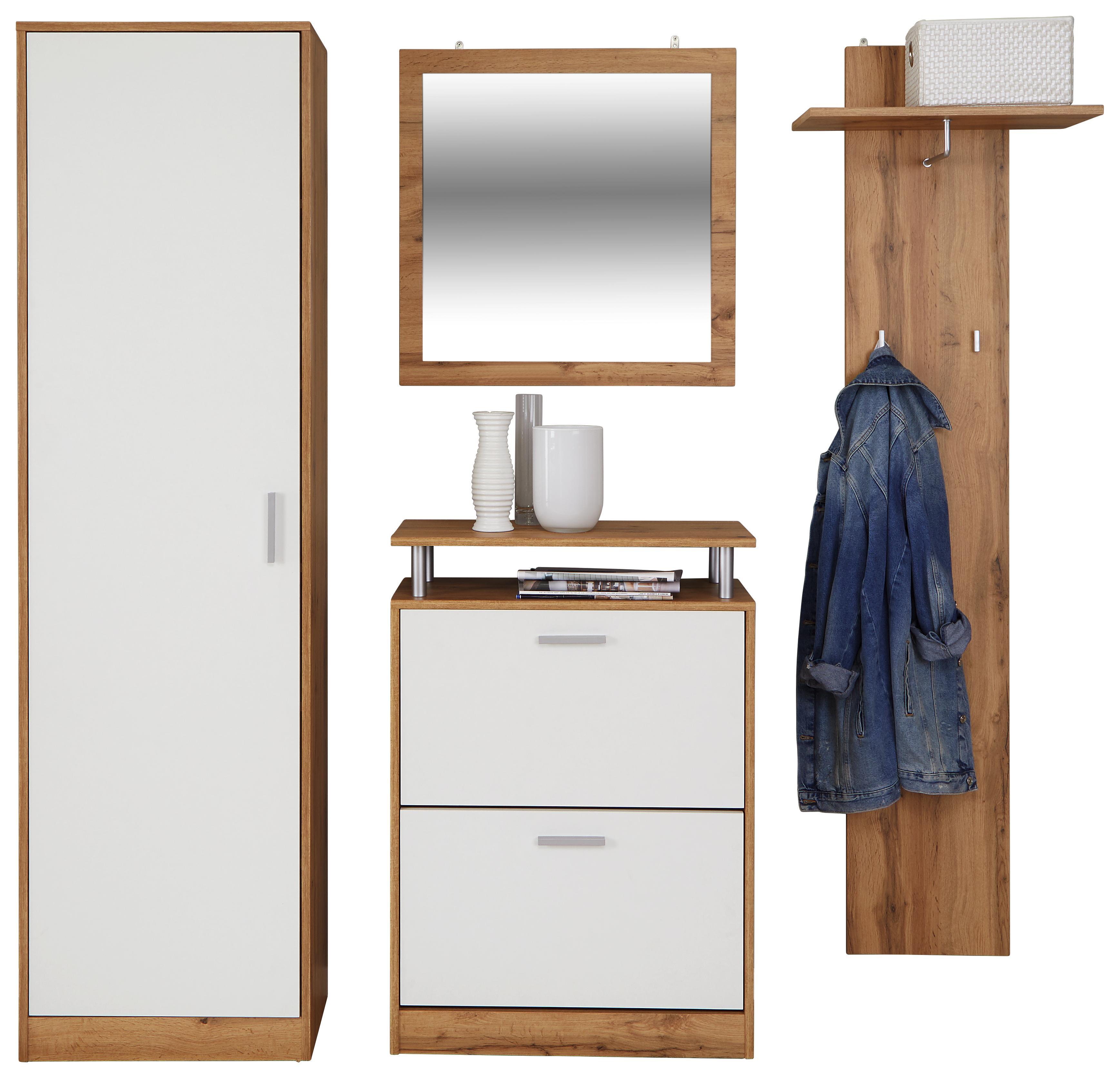 Előszobafal Pop - Tölgyfa/Fehér, modern, Faalapú anyag (179l)