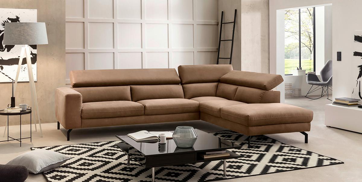 Ecksofa California - Schwarz/Braun, MODERN, Textil (305/233cm) - Trendmanufaktur