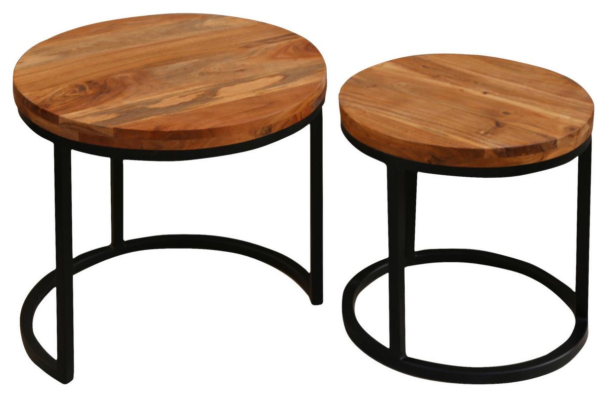 Satztisch Selma B: 40-50cm Akaziefarben - Schwarz/Akaziefarben, MODERN, Holz/Metall - MID.YOU