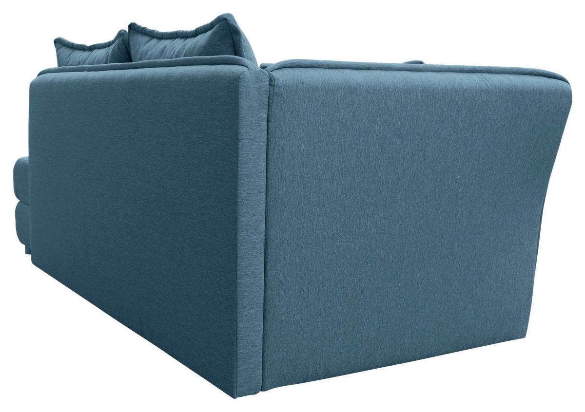Liege LATTE Petrolfarben inkl. Bettkasten Ottomane links - Blau/Silberfarben, Design, Textil (107/84-99/224cm) - MID.YOU