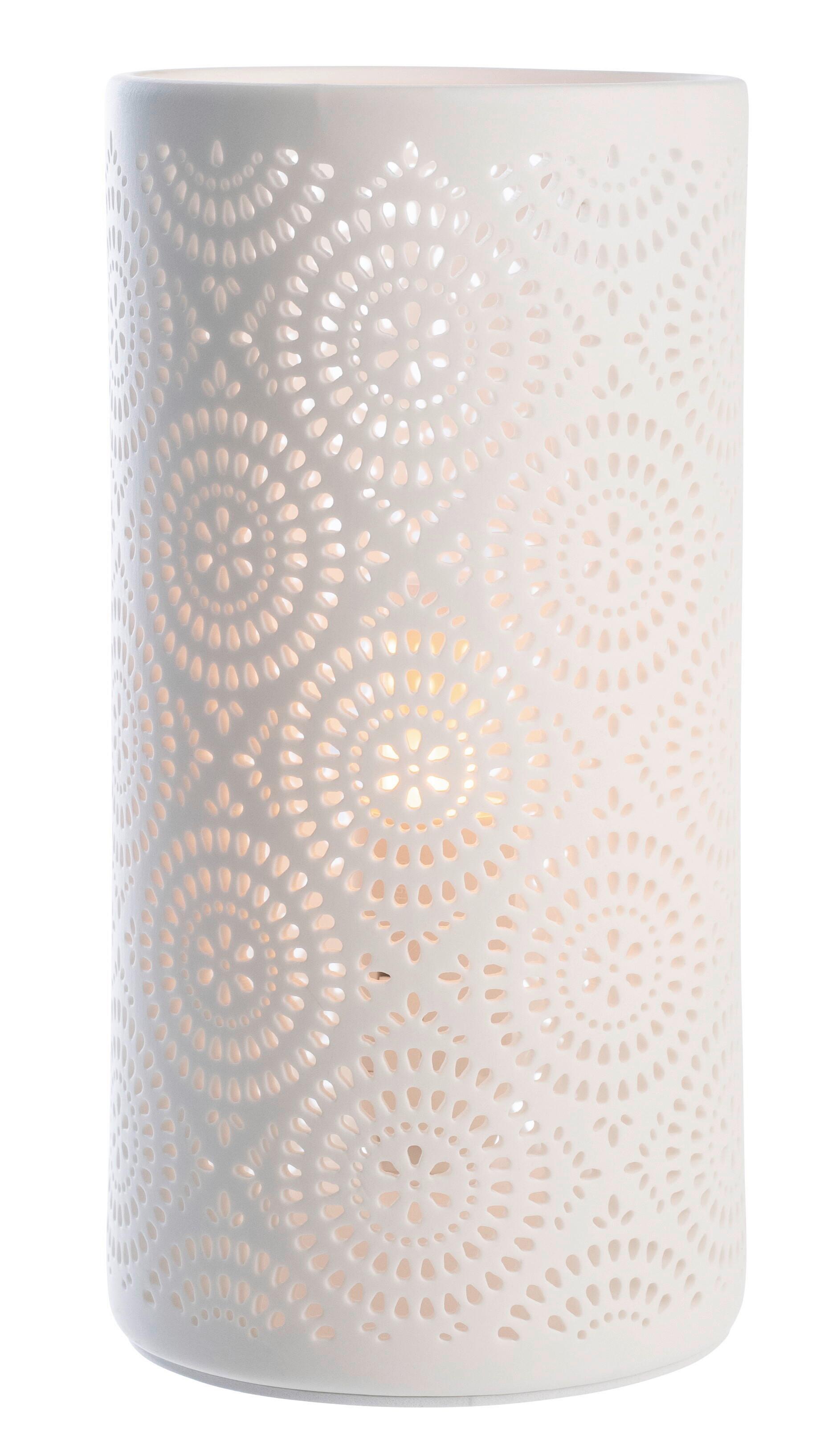 Tischlampe Mary Weiß Mit Schalter - Weiß, ROMANTIK / LANDHAUS, Keramik/Kunststoff (10/10/20cm) - James Wood