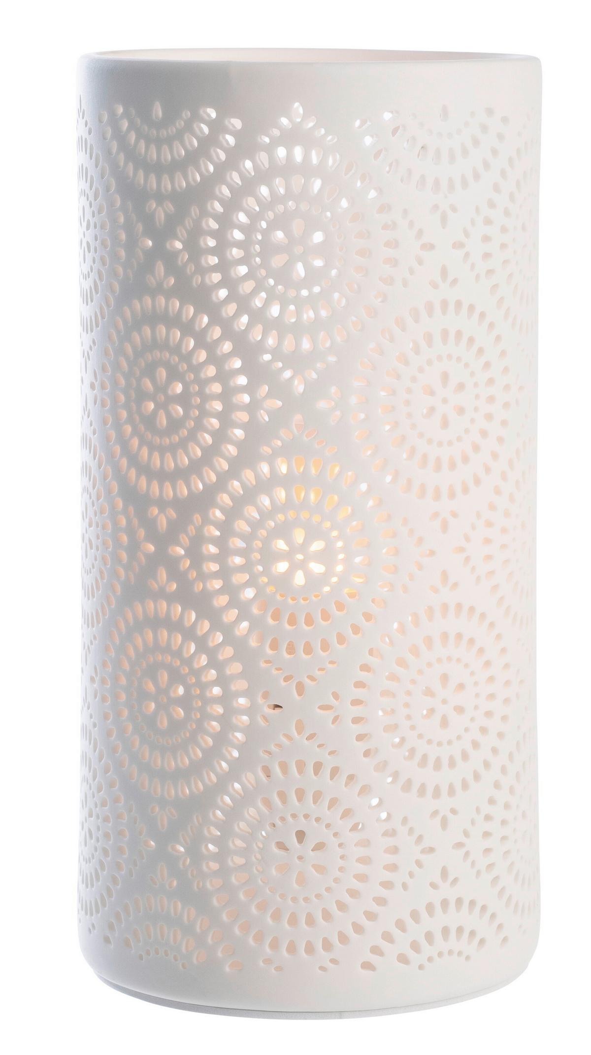 Tischlampe Mary Weiß mit Schalter - Weiß, ROMANTIK / LANDHAUS, Keramik/Kunststoff (10/10/20cm) - James Wood