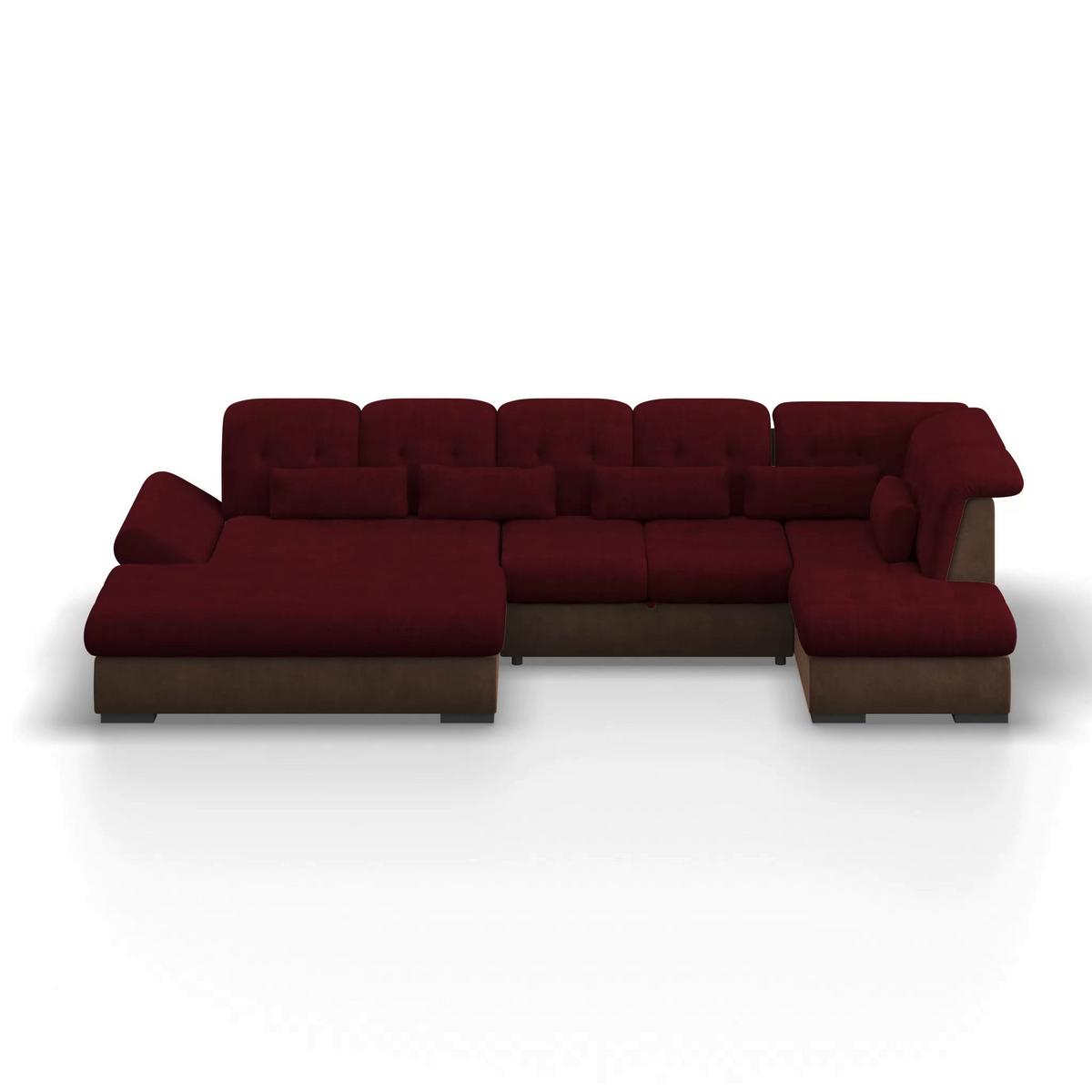 Wohnlandschaft Madera Rubinrot, S: 358x212 Cm - Hellbraun/Rot, KONVENTIONELL, Kunststoff/Textil (190/358/212cm)