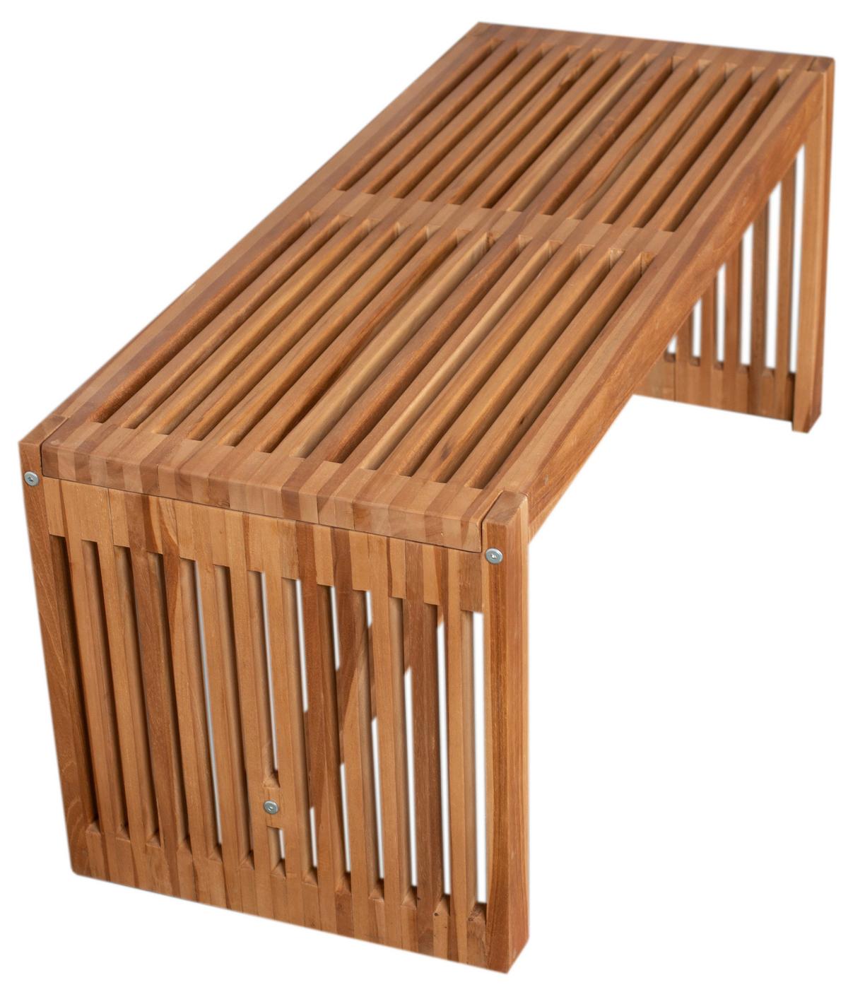 Gartenbank Woodie Teakfarben B: 100 cm aus Holz - Teakfarben, Design, Holz (100/45/35cm) - Gardenson
