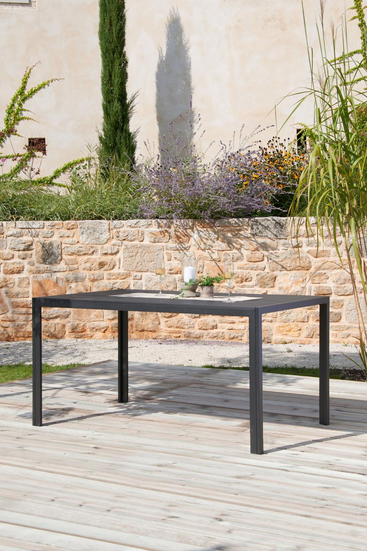 Gartentisch Milano Kunststoff/aluminium L 205 Cm - Dunkelgrau/Schwarz, MODERN, Kunststoff/Metall (205/74/90cm) - Beldano