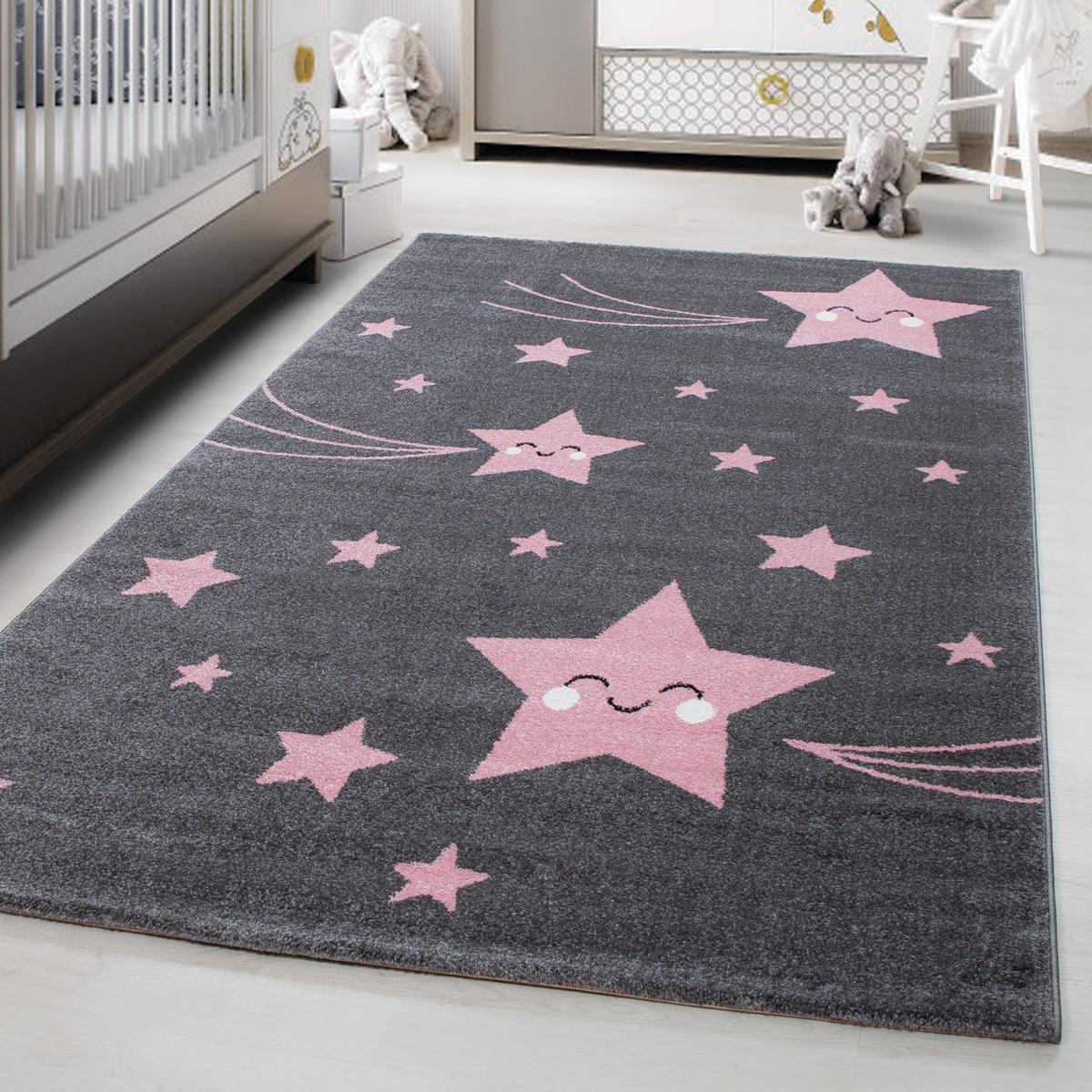 Kinderteppich Stern Grau/pink Kids 160x230 Cm - Pink/Grau, Trend, Textil (160/230cm)