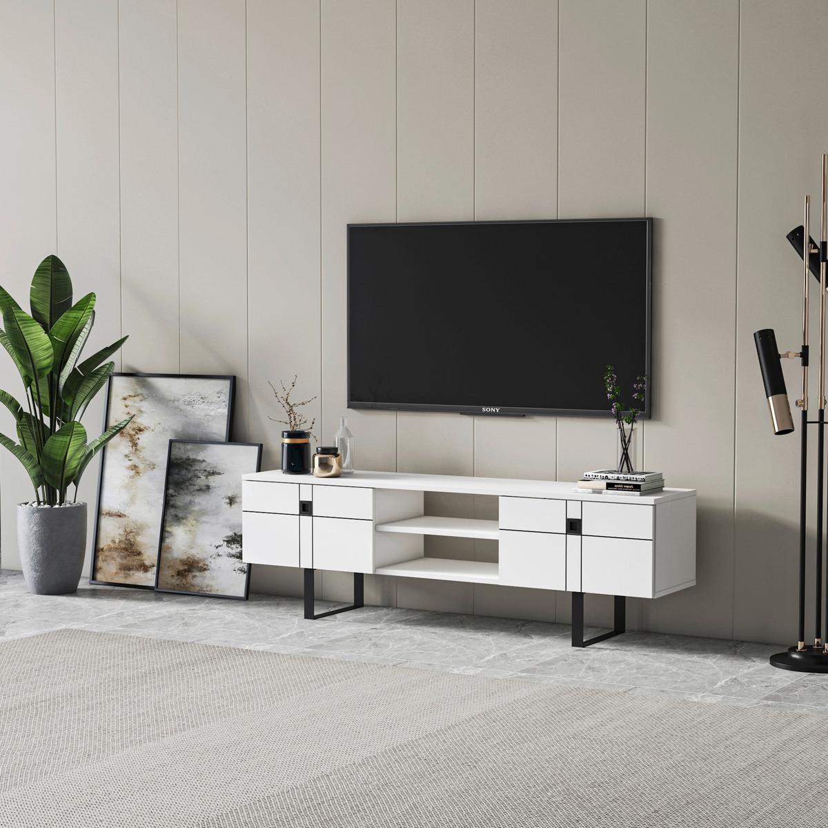 Lowboard Zeus Tv-Schrank - Schwarz/Weiß, Design, Holzwerkstoff (160/50/35cm) - Livetastic
