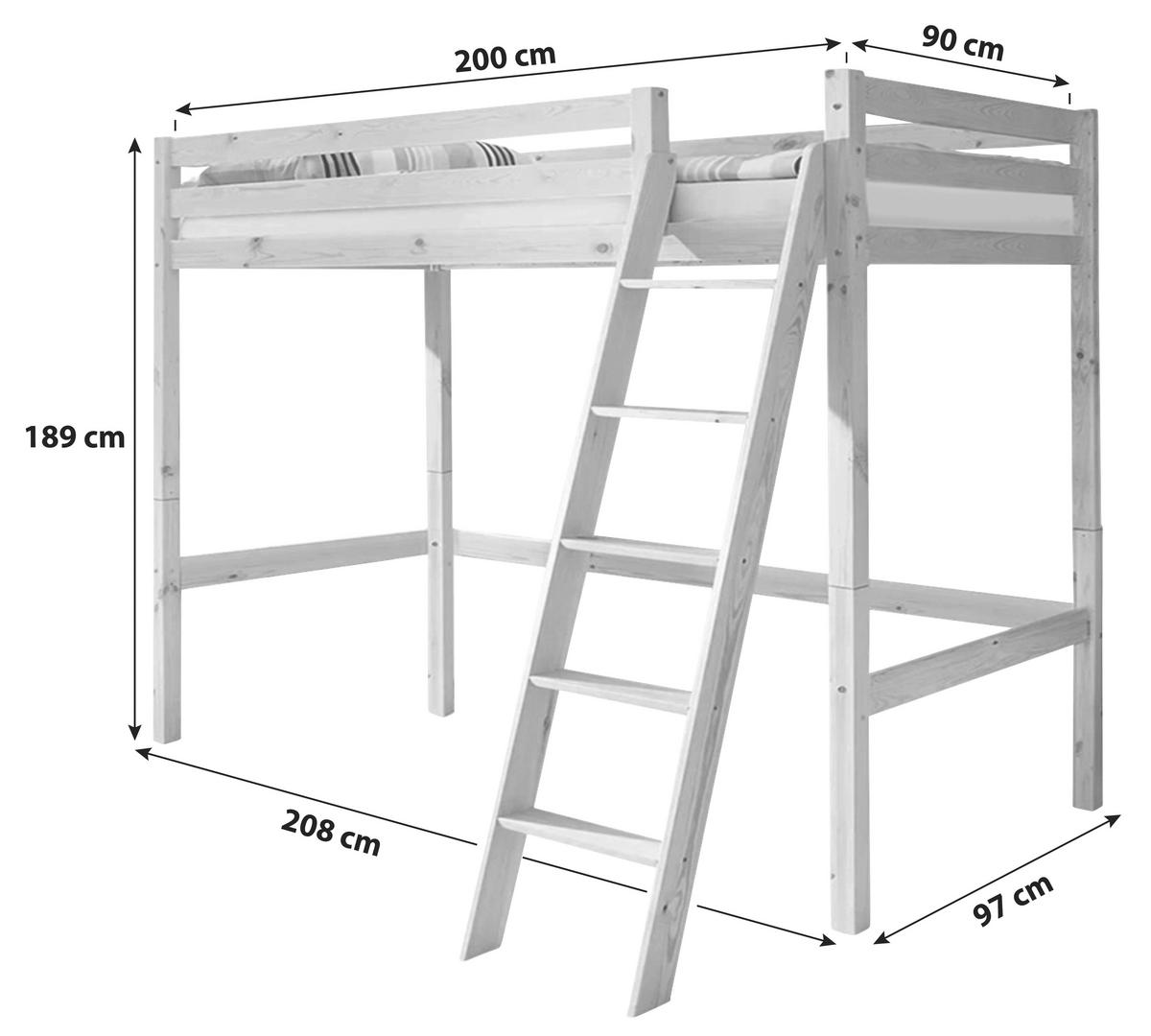 Hochbett Matthias B: 90 Cm Kiefer Massiv Natur - Kieferfarben, Basics, Holz (90/200cm) - MID.YOU
