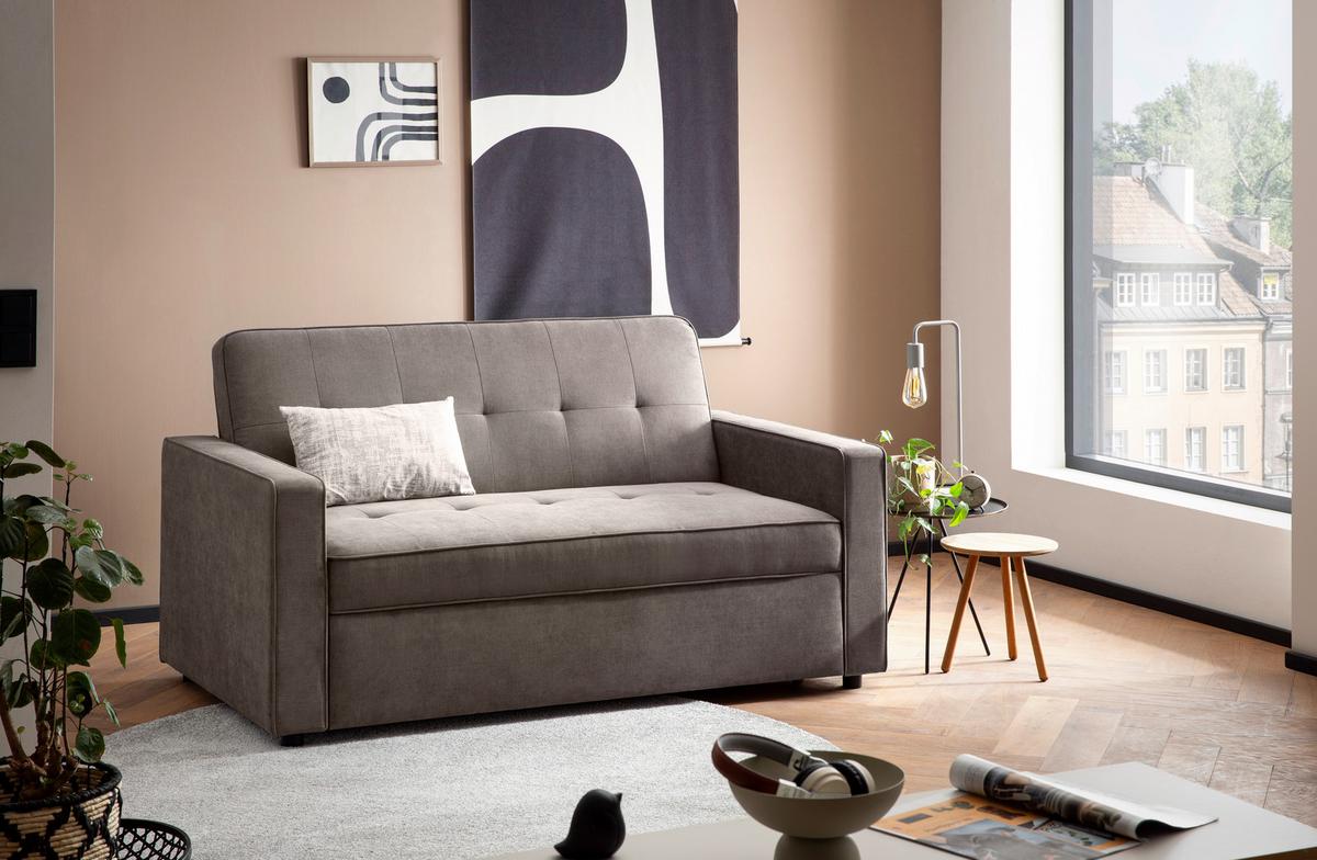 Třímístná pohovka HAZE, šedohnědá - šedavě hnědá, Trend, textil (162/90/89cm)