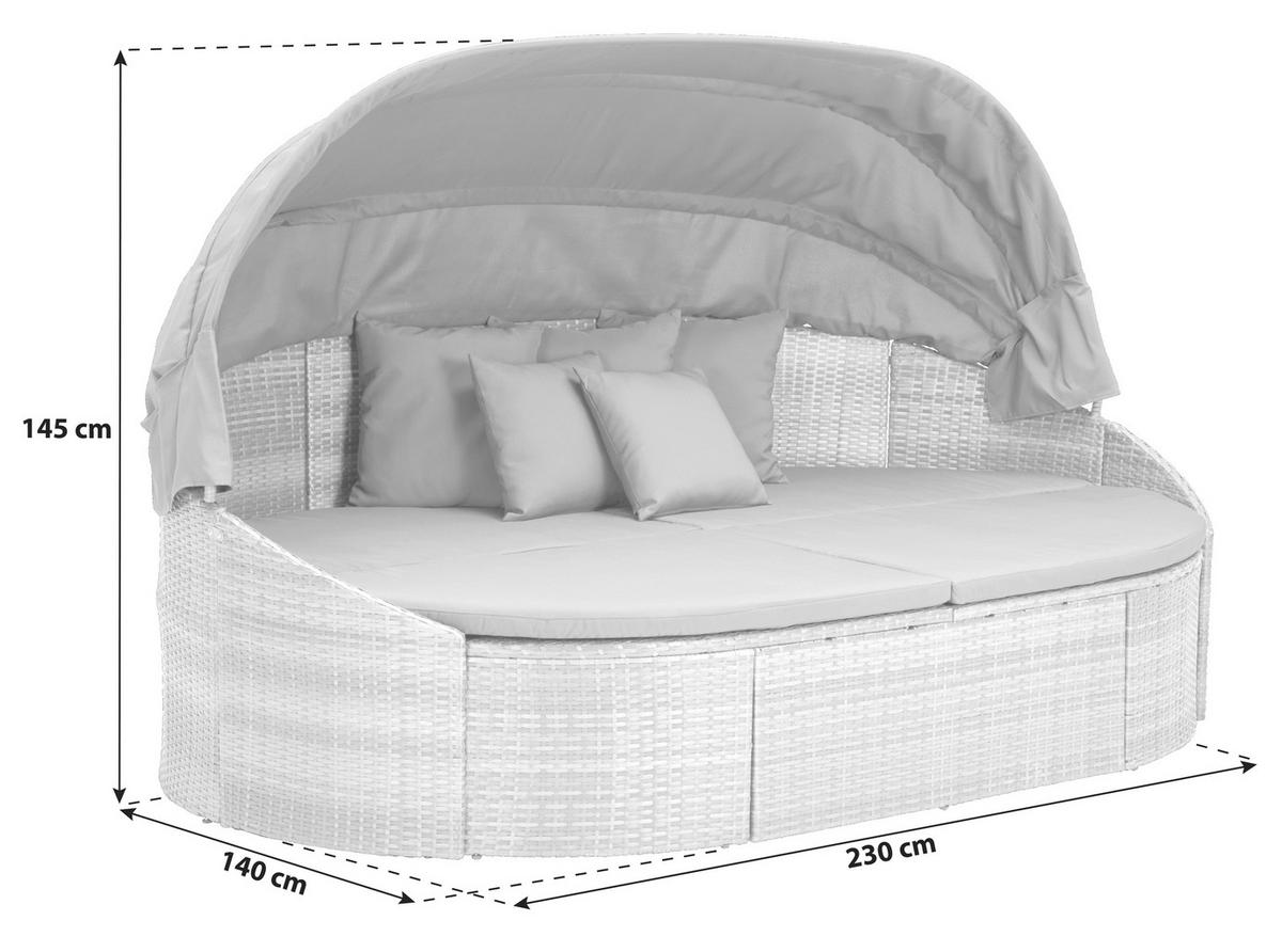 Sonneninsel Kuba Grau Aus Polyrattan, Verstellbares Dach - Grau, MODERN, Kunststoff/Textil (230/145/140cm) - Ambia Garden