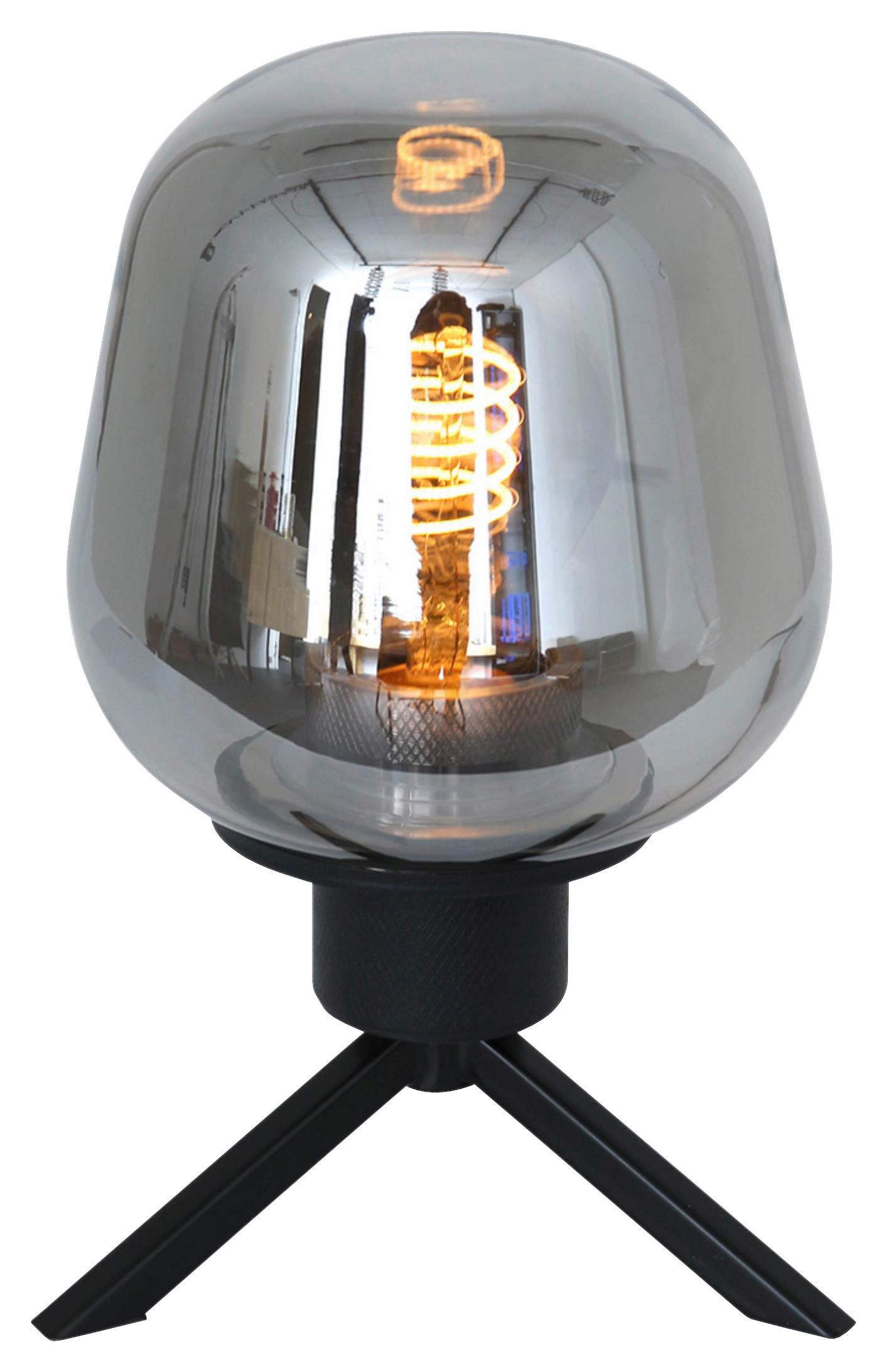 Tischleuchte Reflexion - Schwarz, Trend, Glas/Metall (15/23/15cm)