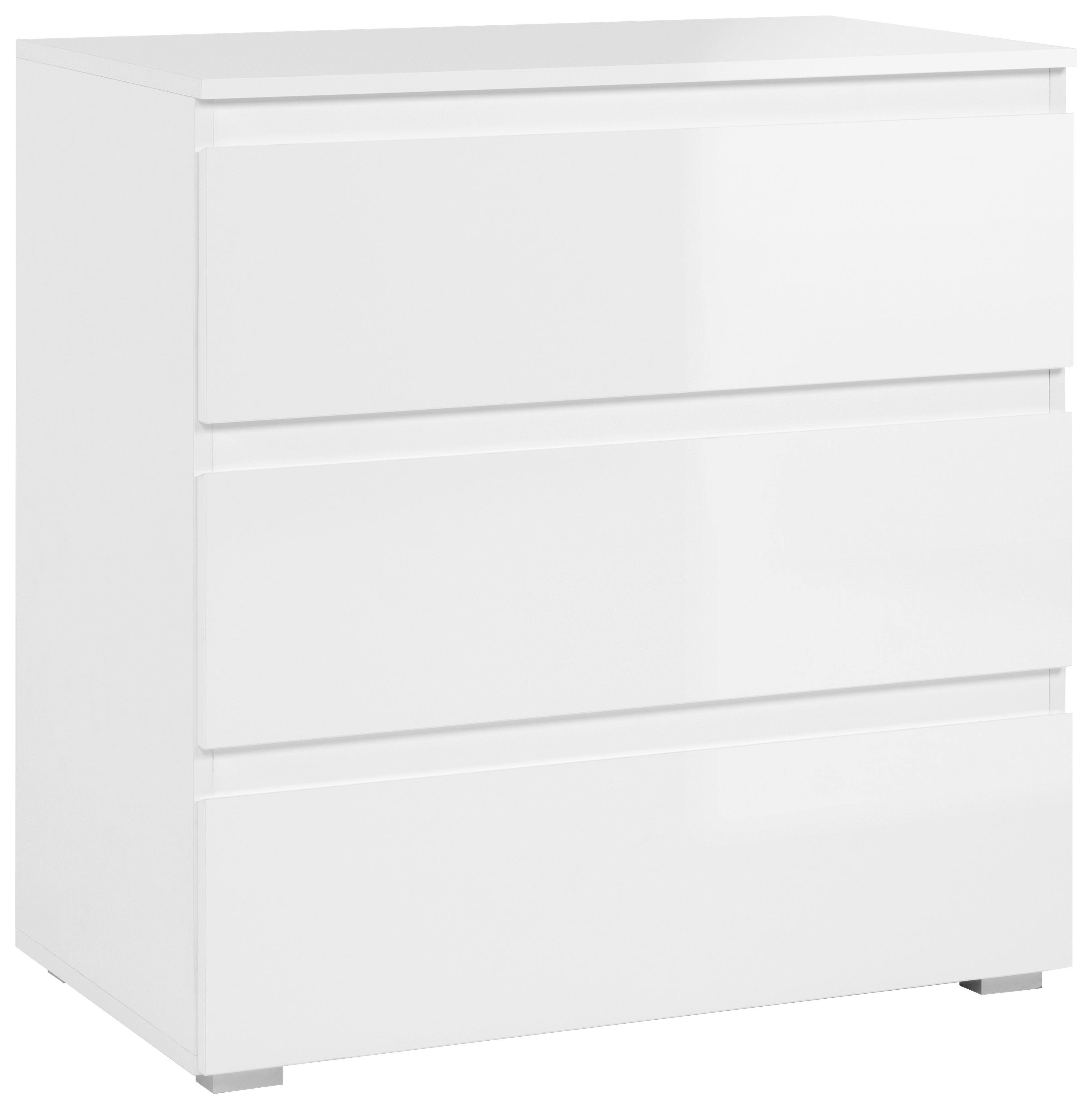 Kommode Capetown Melamin weiß, B: 80 cm - Silberfarben, Trend, Holzwerkstoff (80/80,5/45cm)