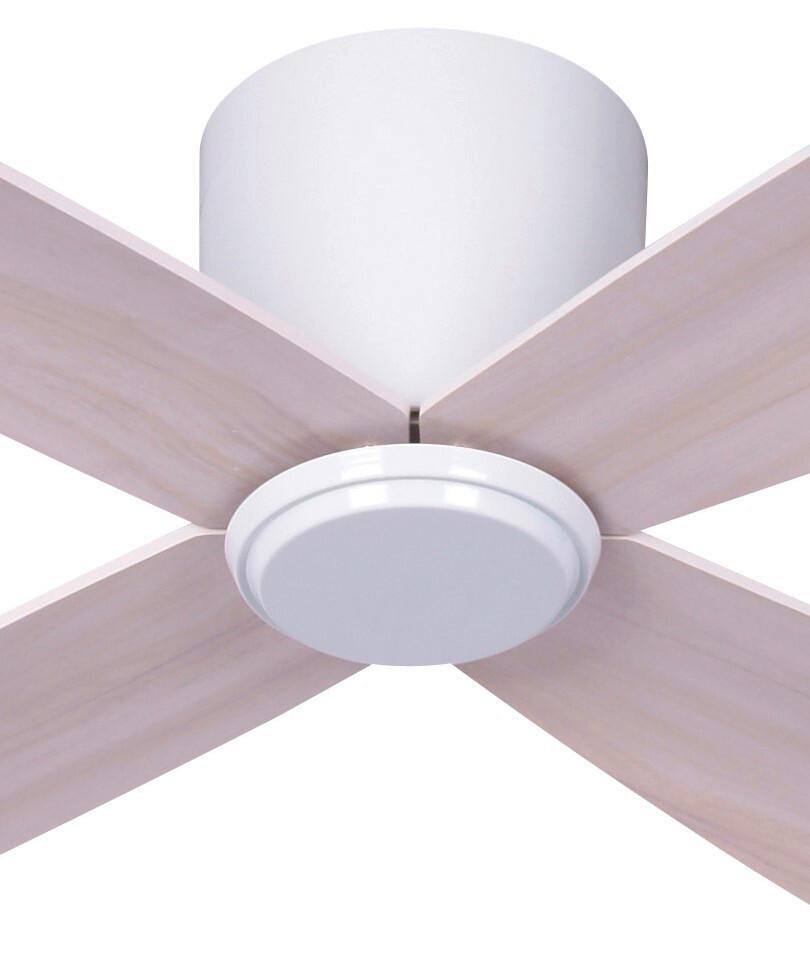 Deckenventilator Lucci Air Fraser 4 Flügel, Geräuscharm - Weiß/Sonoma Eiche, Design, Holzwerkstoff/Kunststoff (132/20cm) - P & B