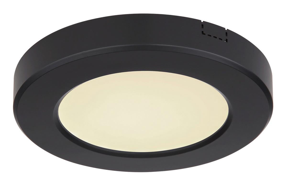 Led-deckenleuchte Lasse Ø 12,6 Cm - Opal/Schwarz, Basics, Kunststoff (12,6/1,8cm) - Globo