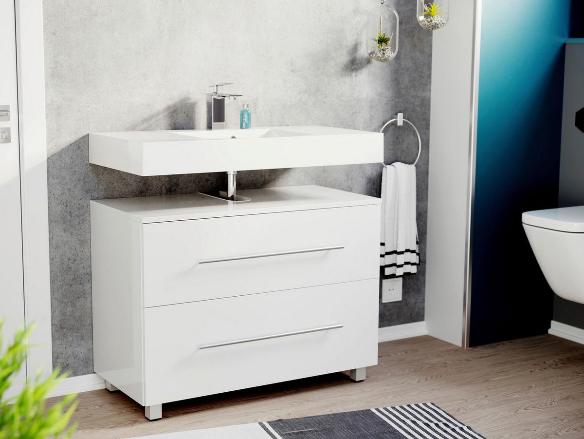 Waschbeckenunterschrank Mondial Weiß Hg B: 85 cm - Weiß Hochglanz, MODERN, Holzwerkstoff (85/63/41,6cm) - MID.YOU