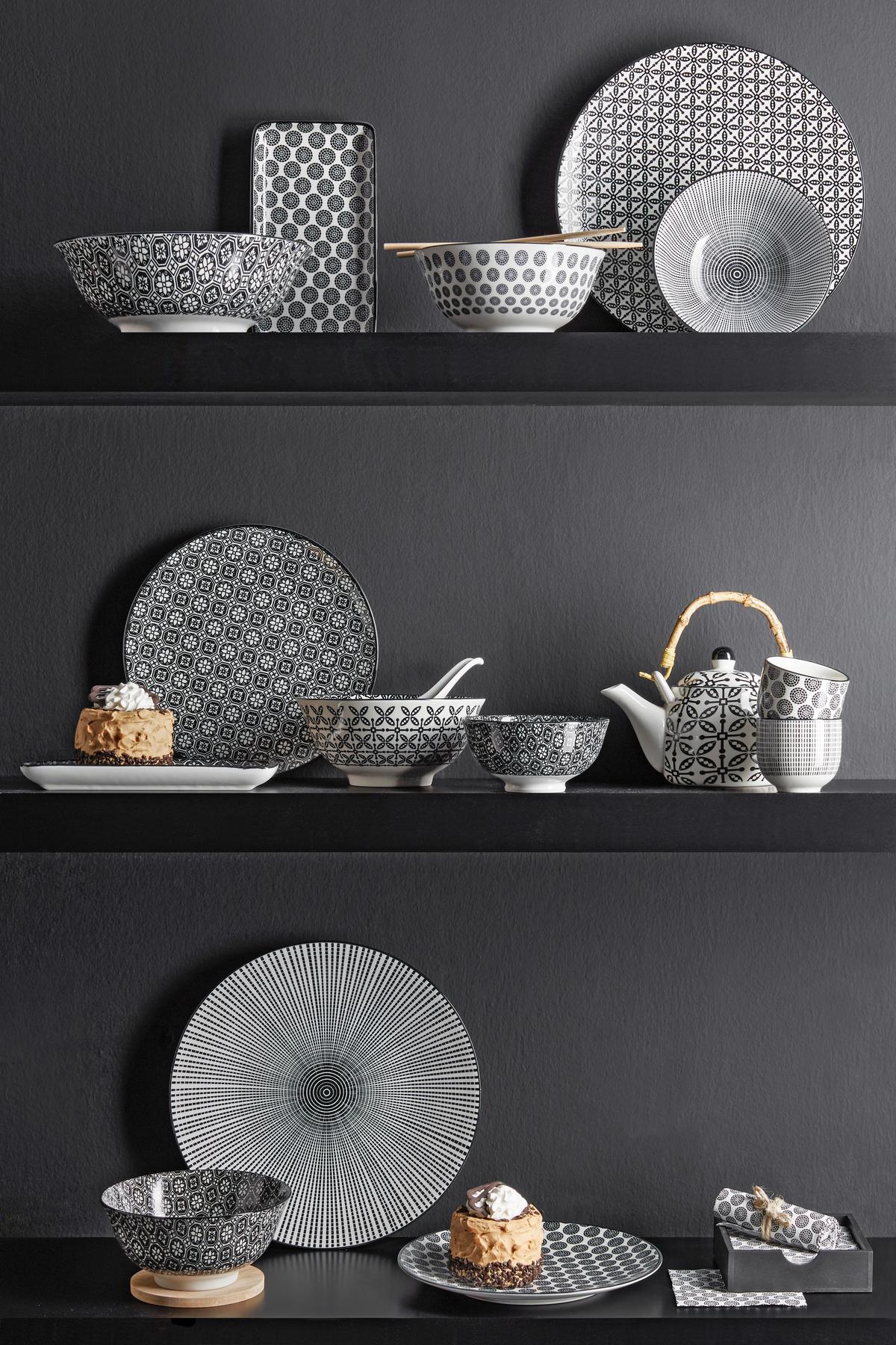 PLYTKÝ TANIER Shiva - čierna/biela, Lifestyle, keramika (26/2,5cm) - Modern Living
