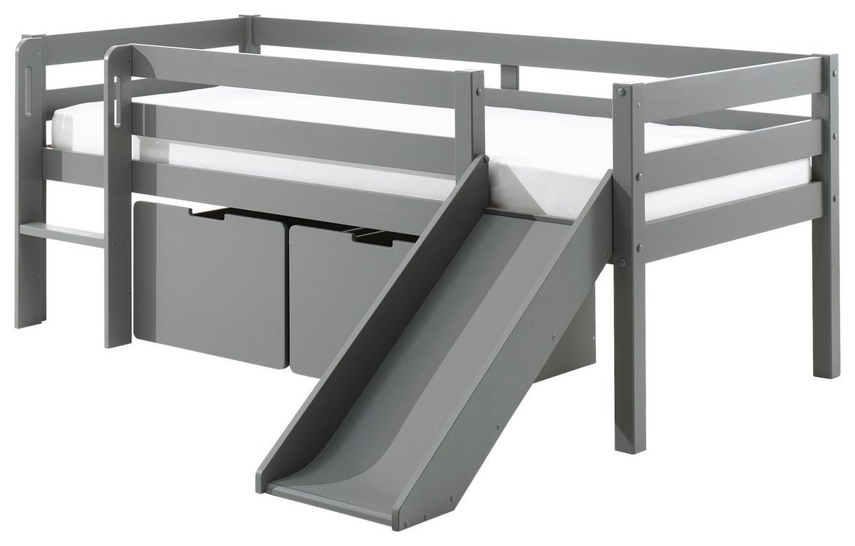 Spielbett Pino Grau Lackiert Inkl. Bettladen 90x200cm - Grau, MODERN, Holz/Holzwerkstoff (90/200cm) - Vipack