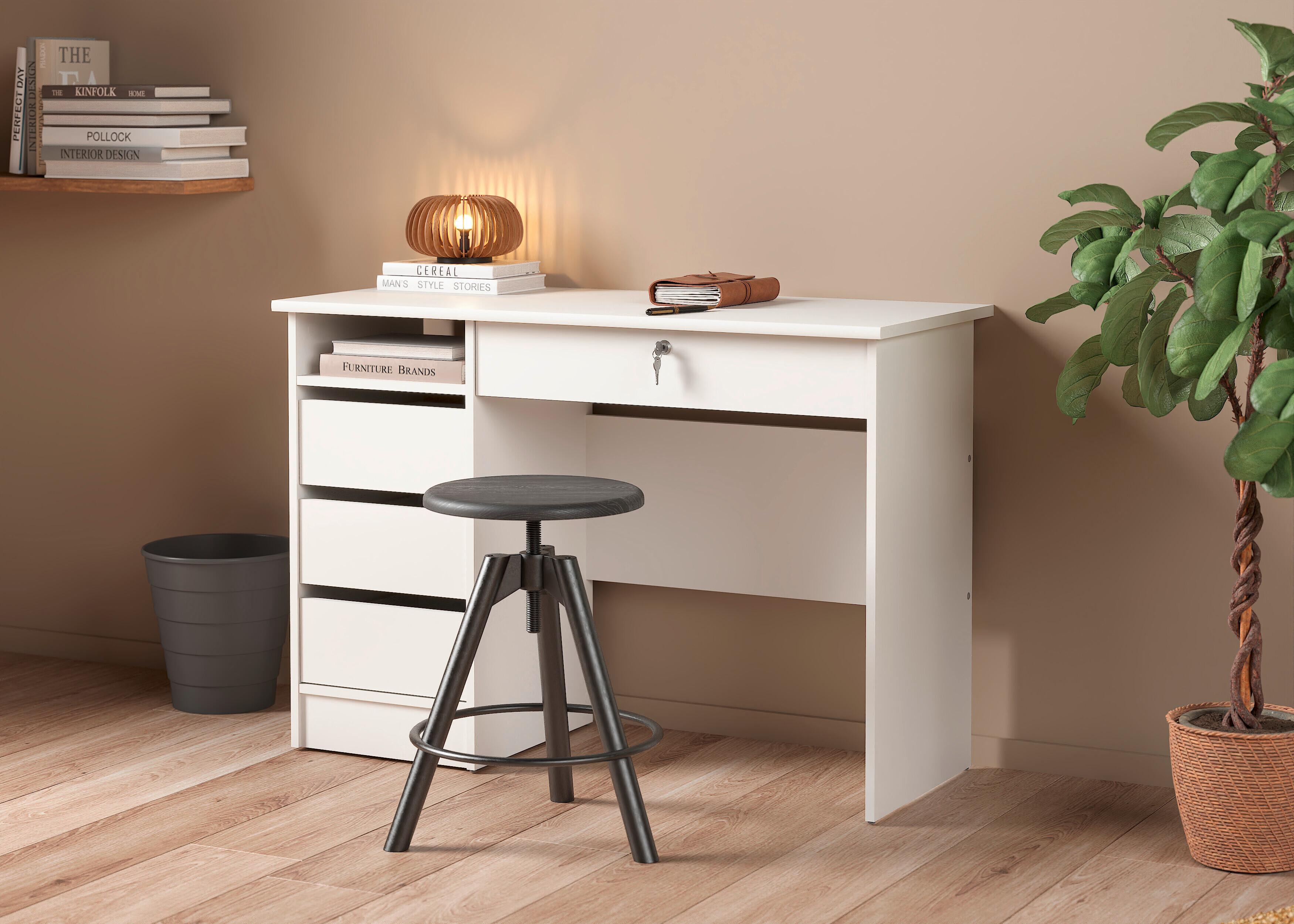 Schreibtisch Function Plus,weiß,l: 109,3 cm - Weiß, MODERN, Holzwerkstoff (109,3/48,5/75,6cm) - MID.YOU