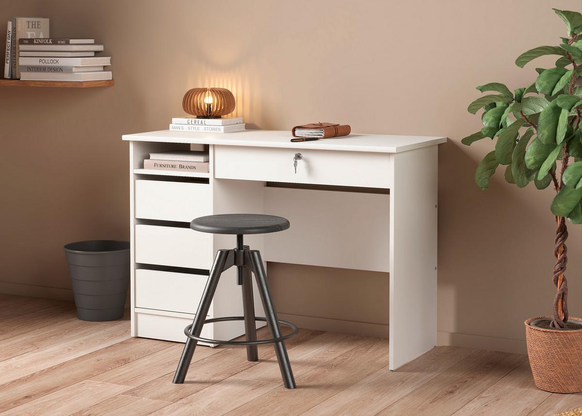 Schreibtisch Function Plus,weiß,l: 109,3 cm - Weiß, MODERN, Holzwerkstoff (109,3/48,5/75,6cm) - MID.YOU