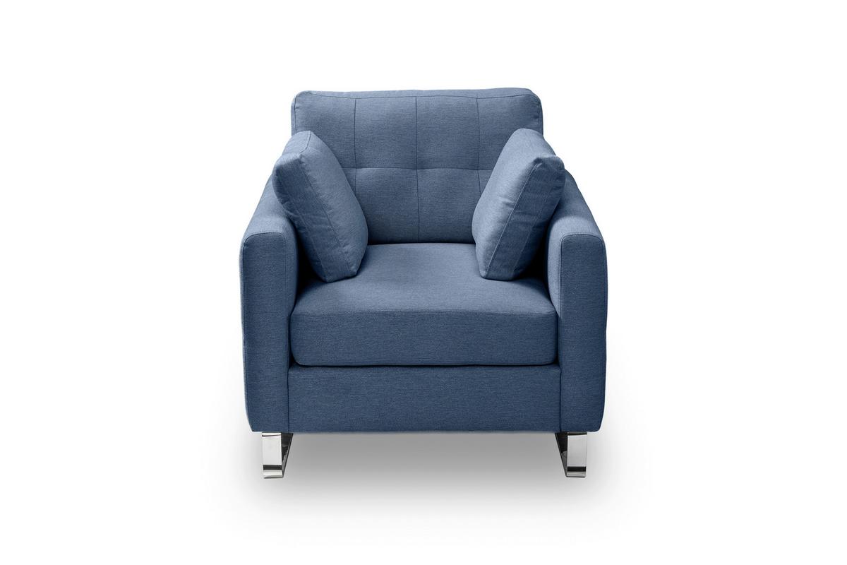 1,5-Sitzer Hera Dunkelblau B: 93cm - Chromfarben/Dunkelblau, Basics, Holz/Textil (93/92/94cm) - MID.YOU