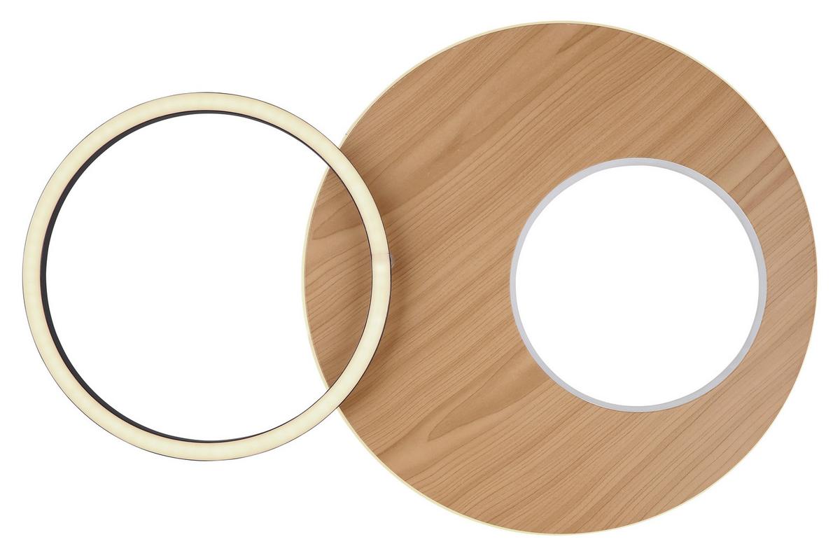 Led-deckenleuchte 67285-21 - Dunkelbraun/Opal, Design, Holzwerkstoff/Kunststoff (61,2/40/10,5cm) - Globo