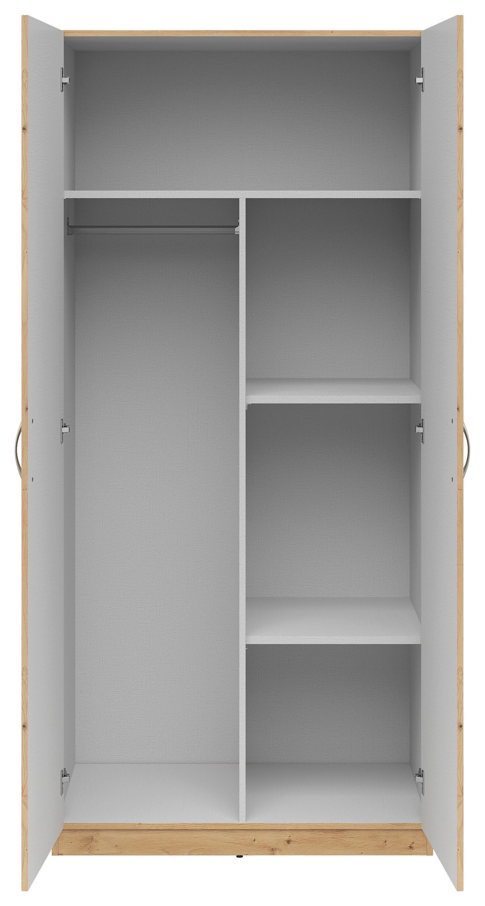 ŠATNÍKOVÁ SKRIŇA CASAO 2D - dub artisan/strieborná, Konventionell, kompozitné drevo/plast (91/197/54cm)