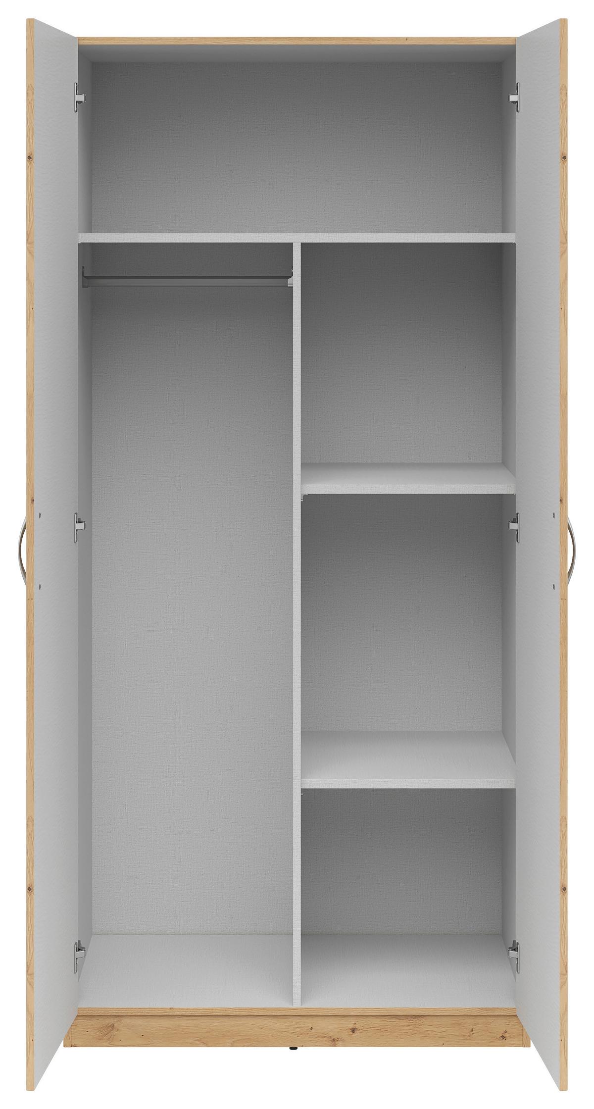 ŠATNÍKOVÁ SKRIŇA CASAO 2D - dub artisan/strieborná, Konventionell, kompozitné drevo/plast (91/197/54cm)