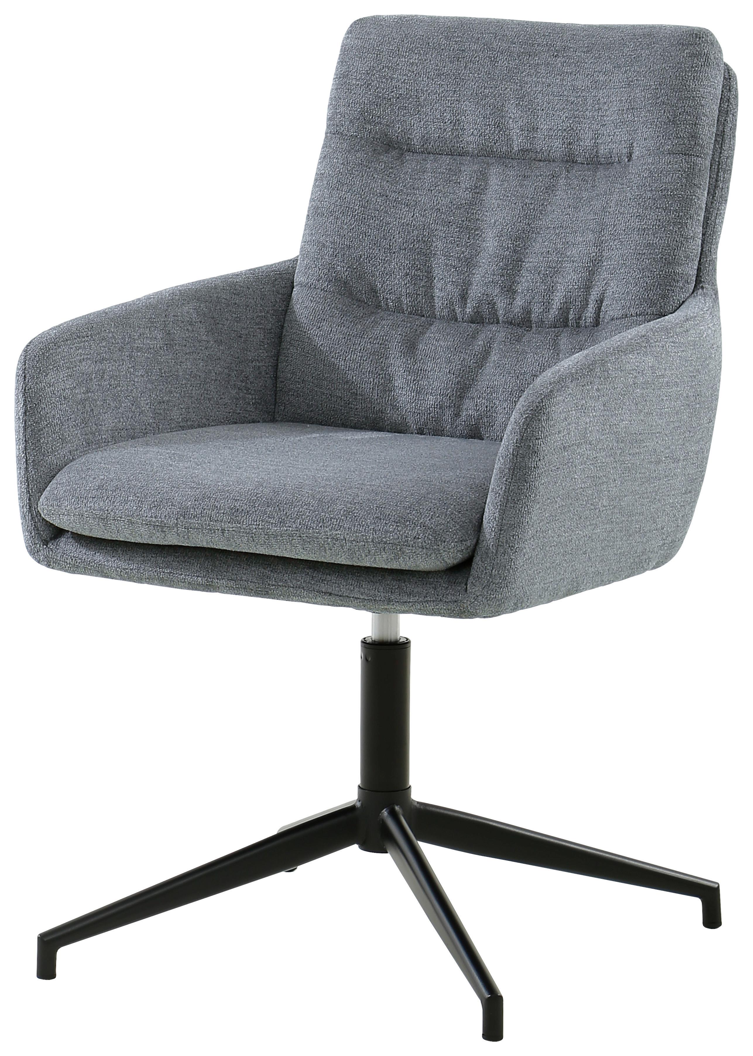 Armlehnstuhl Patrice Grau, Sitzfl. 360° drehbar - Schwarz/Grau, Design, Holz/Textil (57/88/67cm) - MID.YOU