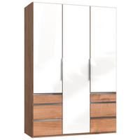 Drehtürenschrank 150cm Level, Weiß/Eiche Dekor - Eichefarben/Weiß, MODERN, Glas/Holzwerkstoff (150/216/58cm) - MID.YOU