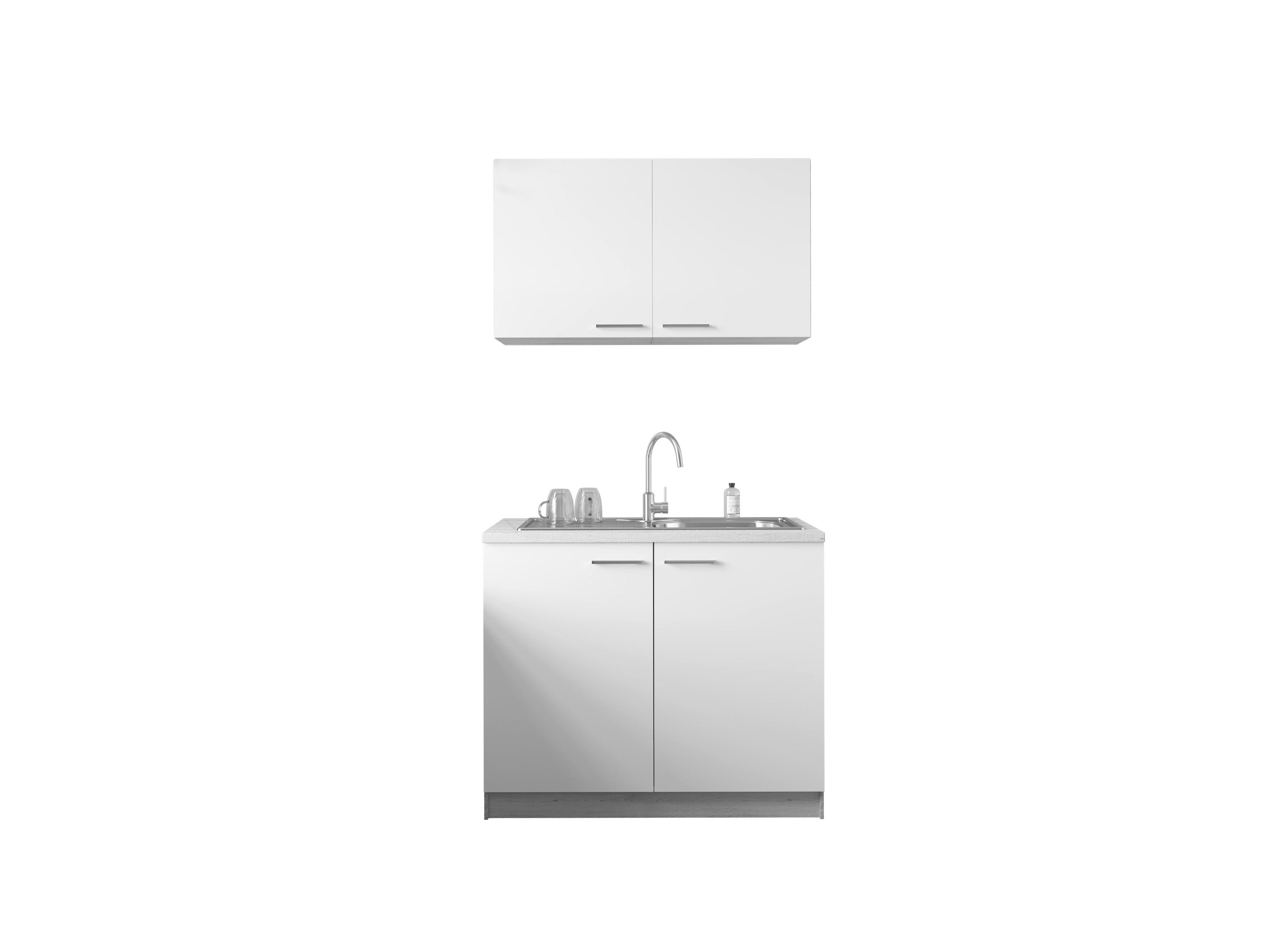 Miniküche Merle Weiß/Eiche Dekor B:100cm - Eichefarben/Weiß, Basics, Holzwerkstoff (100cm) - Respekta
