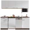 Küchenzeile Economy mit Geräten 195 cm Weiß/Eiche Dekor Modern - Eichefarben/Weiß, Basics, Holzwerkstoff (195cm) - Respekta
