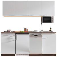 Küchenzeile Economy mit Geräten 195 cm Weiß/Eiche Dekor Modern - Eichefarben/Weiß, Basics, Holzwerkstoff (195cm) - Respekta
