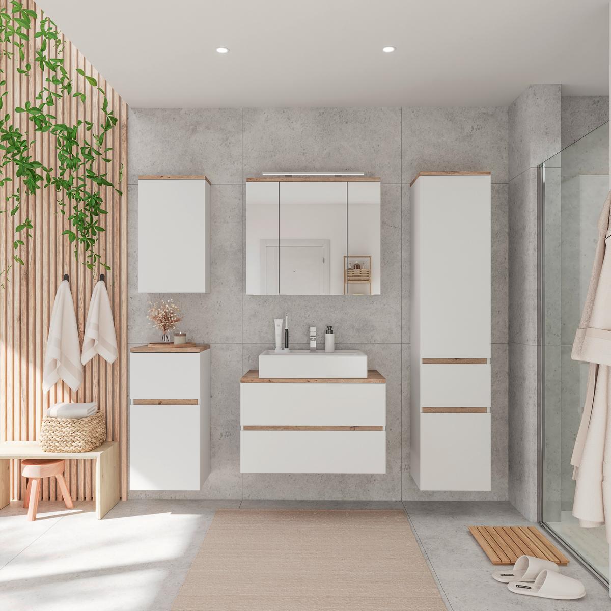 Badezimmer Hochschrank BHT: 40x182x35 cm grifflos - MODERN (40/182/35cm)