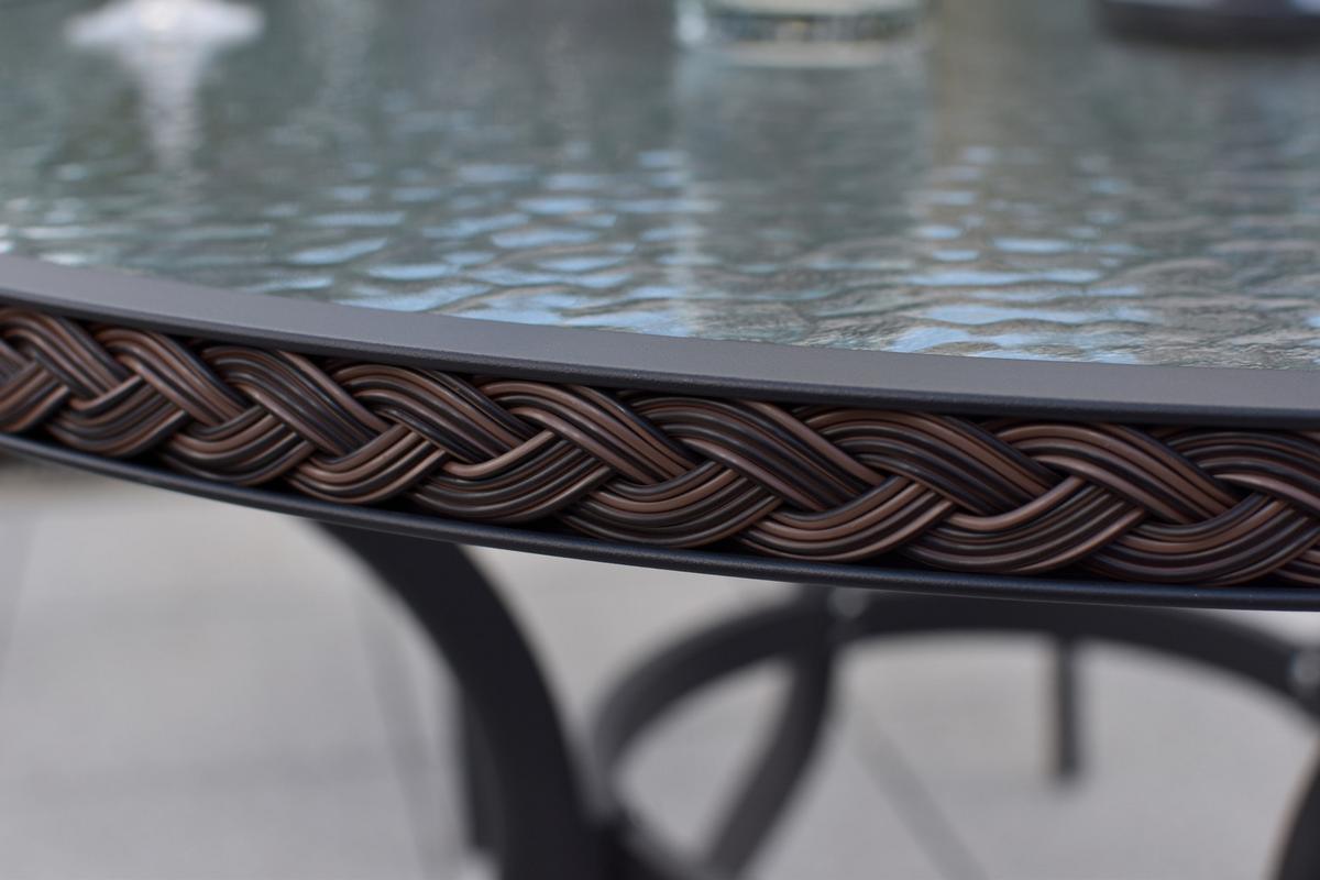 Gartentisch Ravenna Rund D: 104 Cm - Dunkelbraun/Graphitfarben, KONVENTIONELL, Glas/Kunststoff (104/104/74cm) - Gardenson