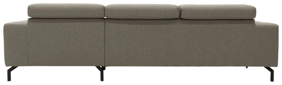 Ecksofa Kopfteil Verstellbar Cunelli Silberfarben Webstoff - Silberfarben/Schwarz, Design, Textil (292/175cm) - MID.YOU