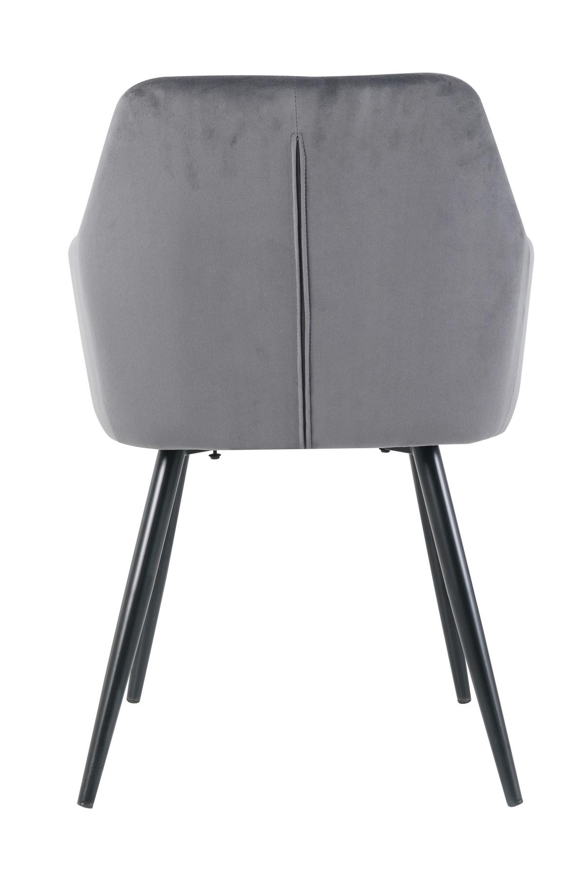 Armlehnstuhl-set Samt Anthrazit, B: 59cm - Anthrazit/Schwarz, Design, Textil/Metall (59/83/62cm) - Livetastic