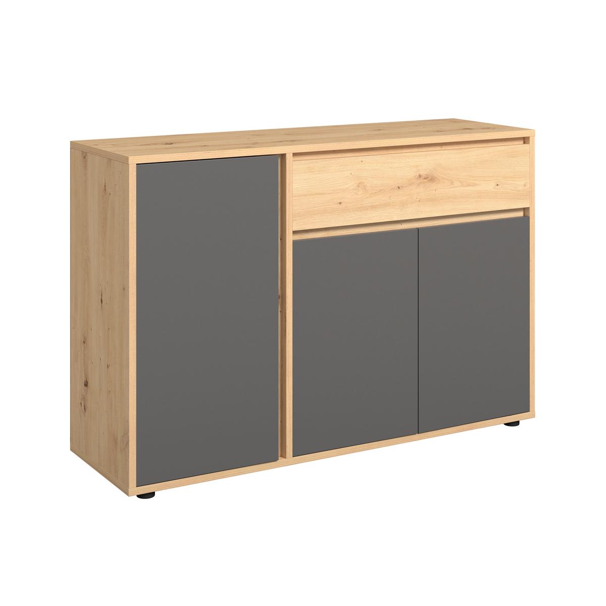 Sideboard Caneva Anthrazit/eichefarben B: 128cm - Anthrazit/Schwarz, MODERN, Holzwerkstoff (128/86/40,3cm)