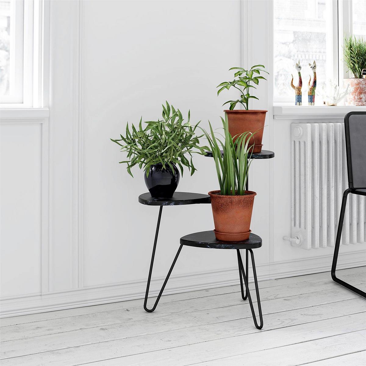 Blumenständer Athena Schwarz B: 55cm - Schwarz, Design, Holzwerkstoff/Metall (55/63/52cm) - MID.YOU