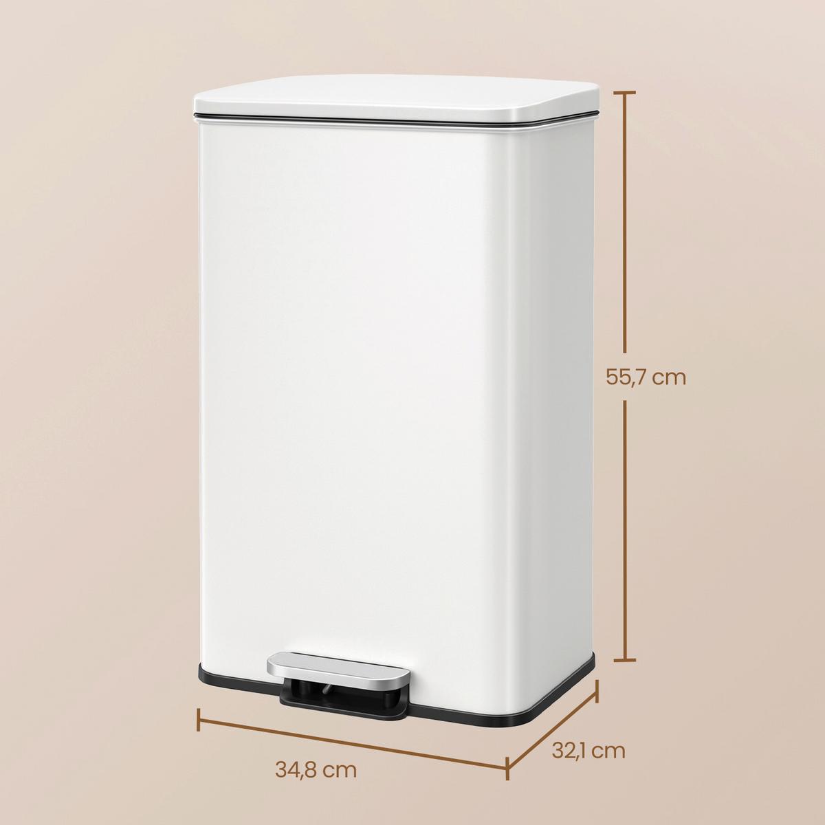 Abfallsammler Weiß B: 34,8 cm - Schwarz/Weiß, Basics, Kunststoff/Metall (34,8/55,7/32cm)