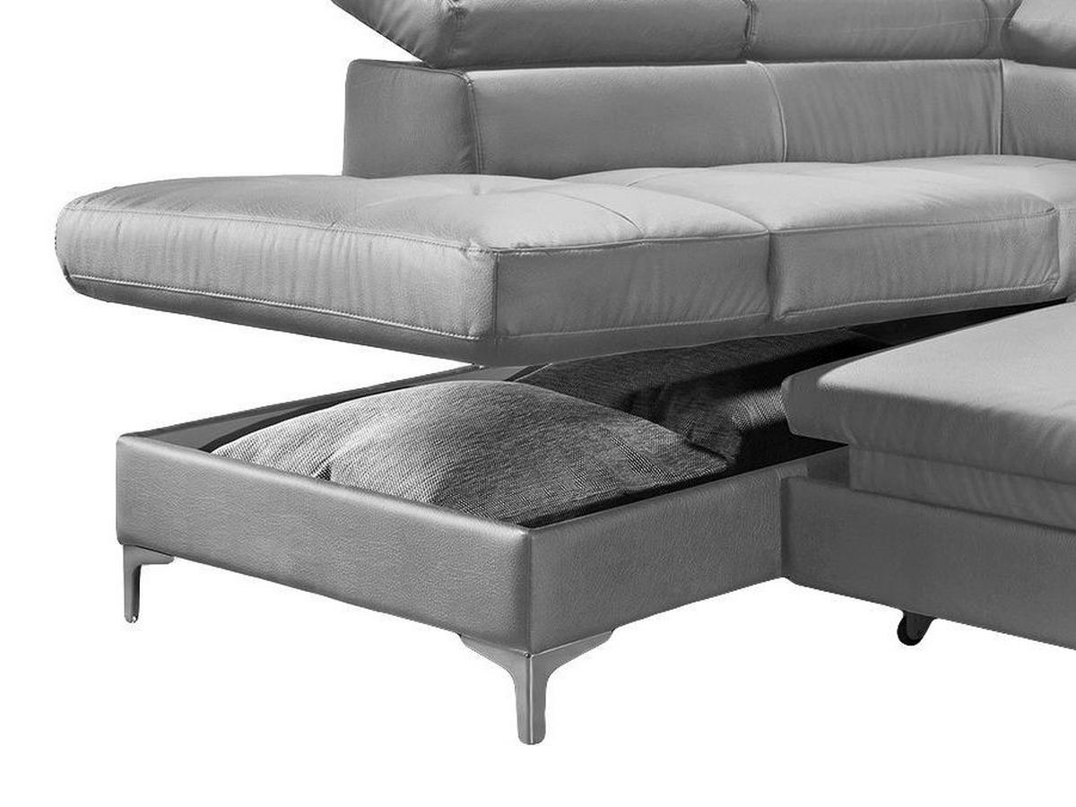 Ecksofa Mit Schlaffunktion Sammy Grau Leder - Chromfarben/Grau, Design, Leder (168/227cm) - Livetastic