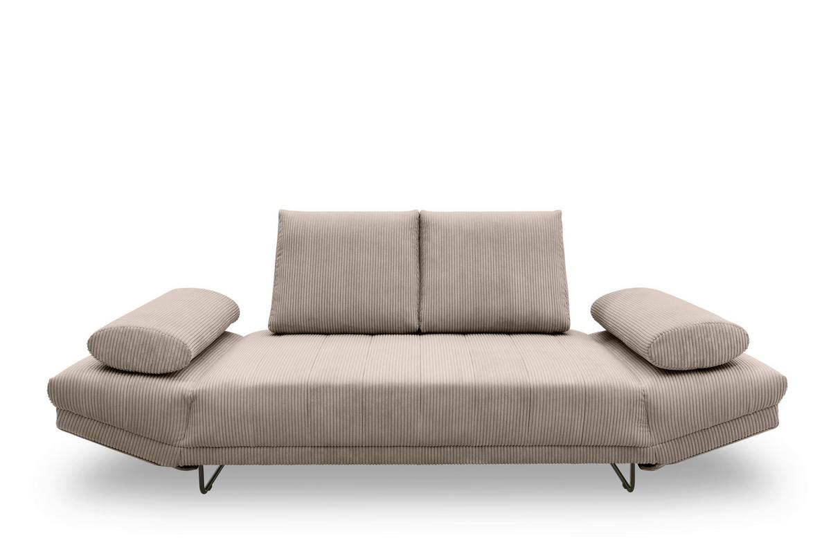 Schlafsofa Taupe B: 210 Cm - Taupe/Schwarz, Design, Textil (210/95/97cm) - MID.YOU