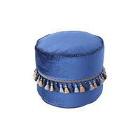 Pouf Taj Mahal Blau Dxh: 45x38 Cm Mit Reißverschluss - Blau/Goldfarben, LIFESTYLE, Textil (45/38/45cm) - Kayoom