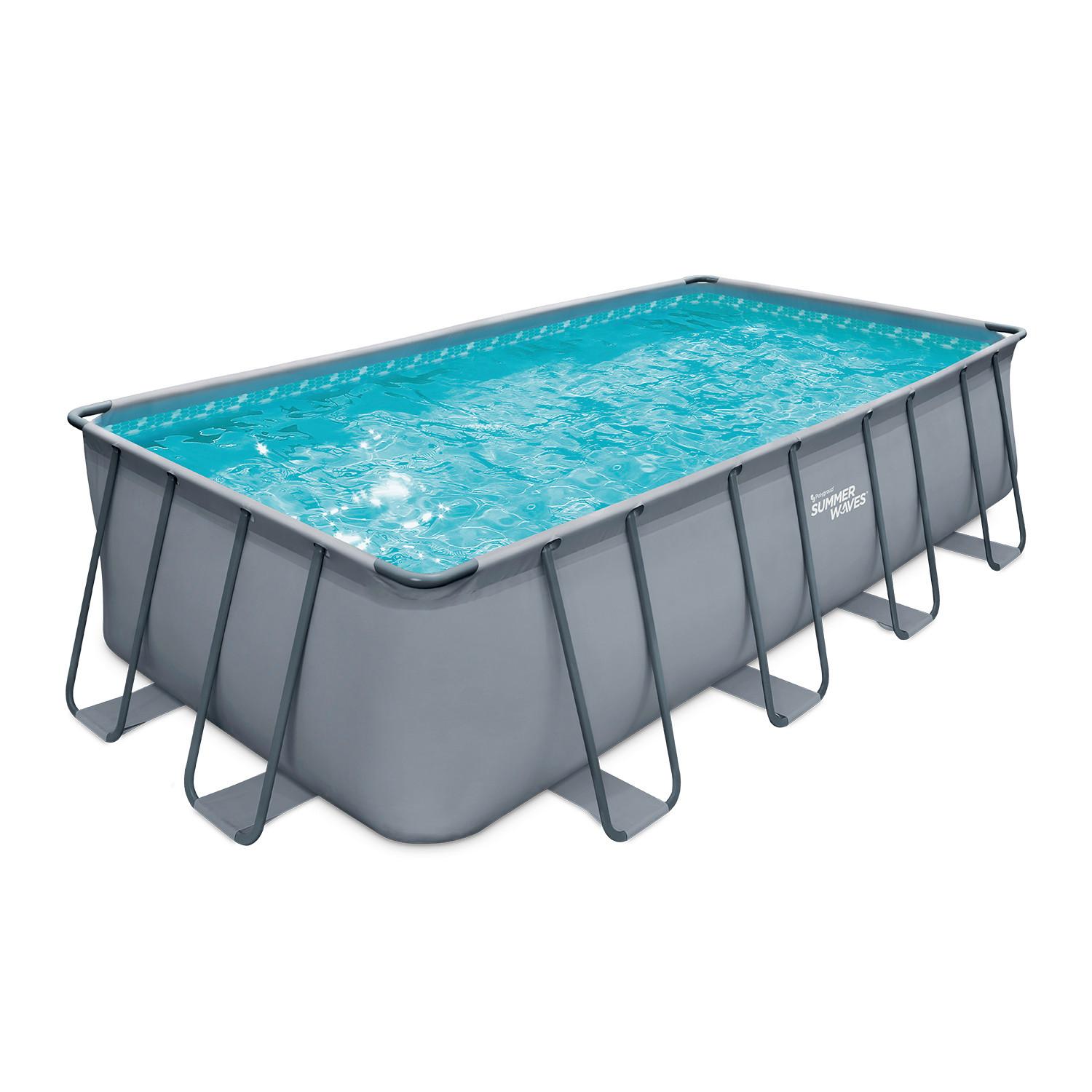 Aufstellpool Rechteckig D: 274 cm - Anthrazit, KONVENTIONELL, Kunststoff/Metall (274/132/549cm)