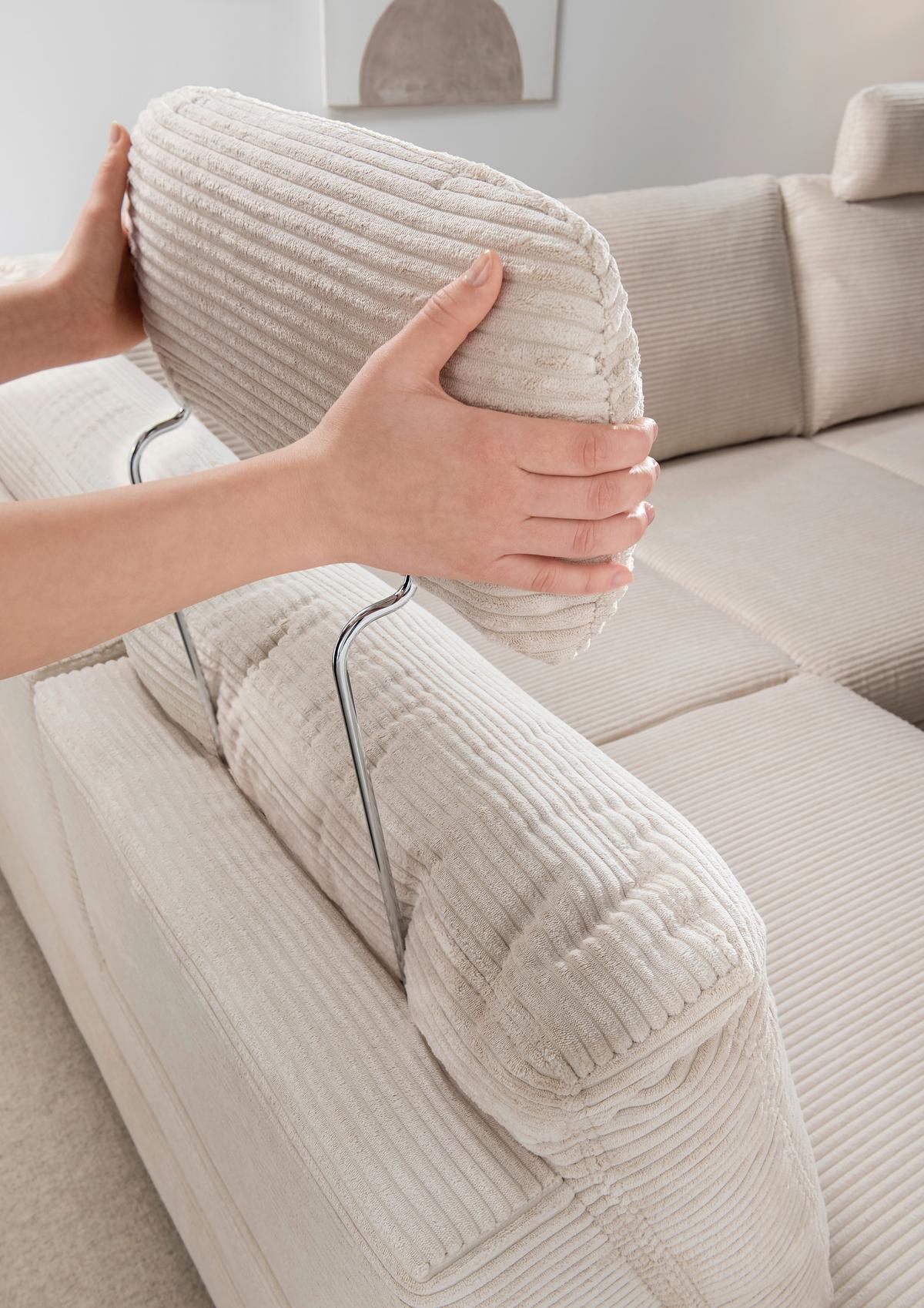 Eckschlafsofa Positano. Beige S: 261x206 Cm - Wildeiche/Beige, MODERN, Textil (261/206cm) - Livetastic