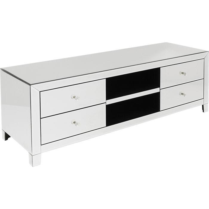 Kommode Luxury Weiß/Schwarz B: 140 cm - Schwarz/Weiß, Design, Glas/Holzwerkstoff (140/50/45cm) - Kare-Design