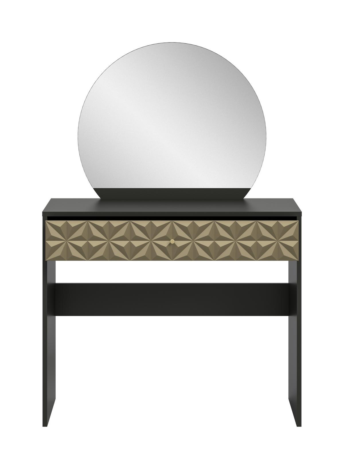 Schminktisch Prisma Schwarz/Goldfarben B: 90cm - Goldfarben/Schwarz, Design, Holzwerkstoff (90/133/39cm) - Livetastic