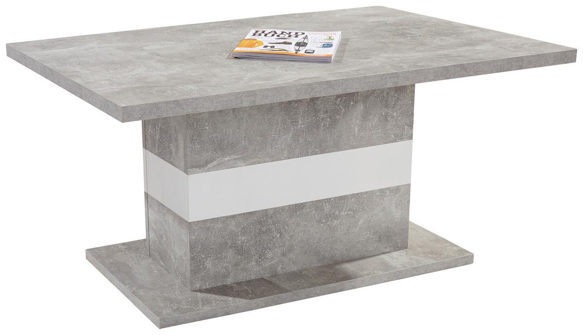 Couchtisch Mali, Betonoptik Hell/Weiß - Weiß/Grau, MODERN (110/49/67cm)
