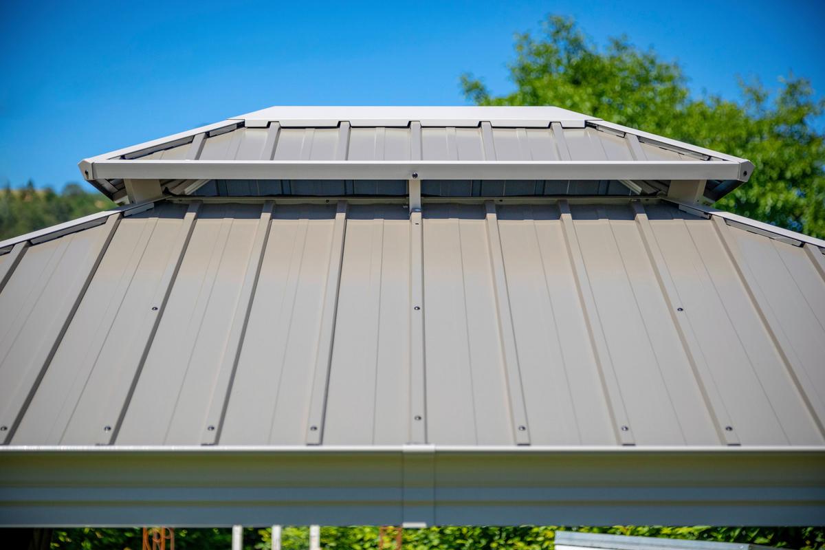 Pavillon Messina 363x298 cm Wetterfest Gartenpavillon - Champagner, Basics, Metall (363/291/298cm)