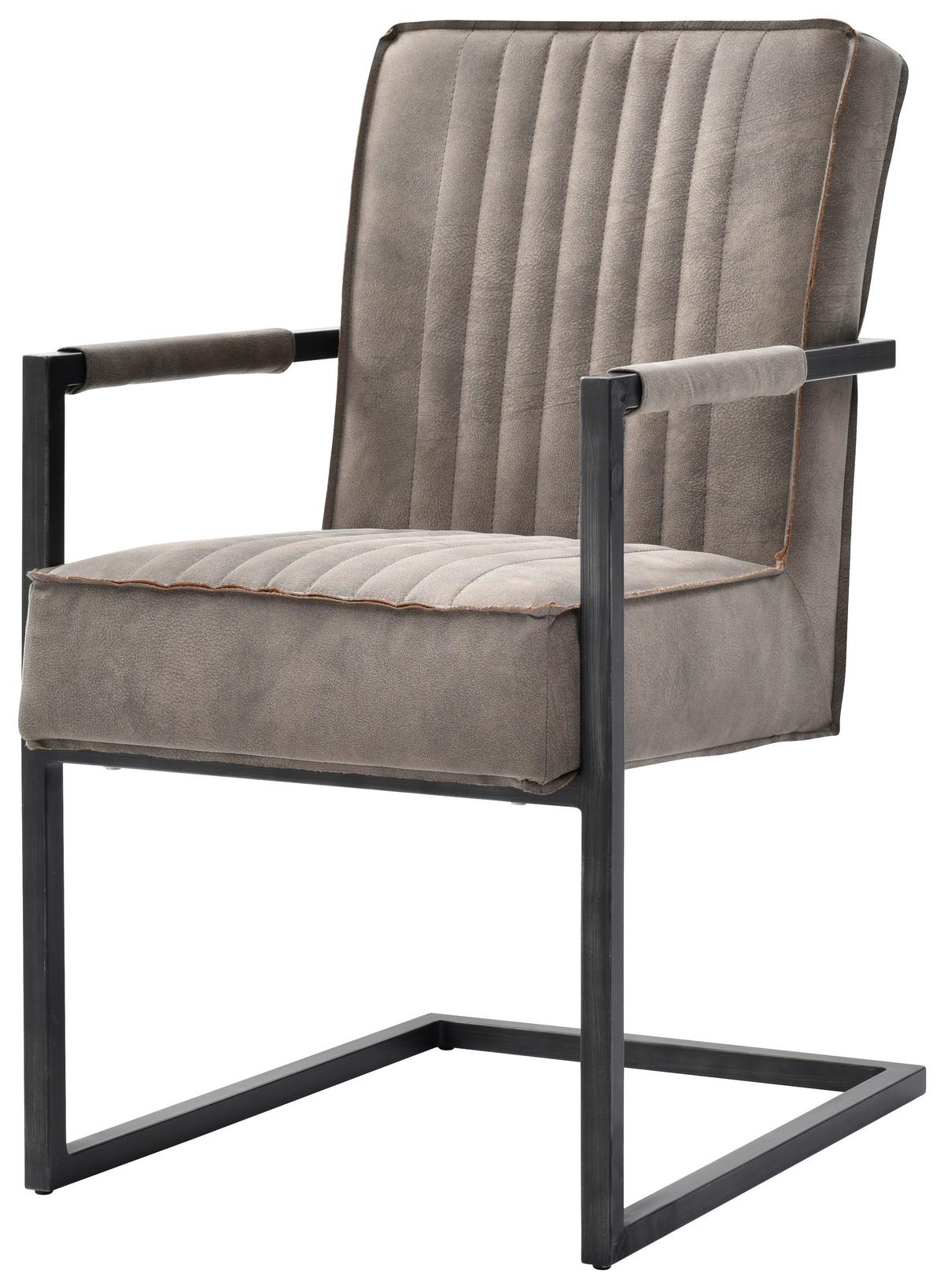 Schwingstuhl Julina Textil Taupe, B: 51,5 cm - Taupe/Schwarz, KONVENTIONELL, Textil/Metall (51,5/92/70cm) - MID.YOU