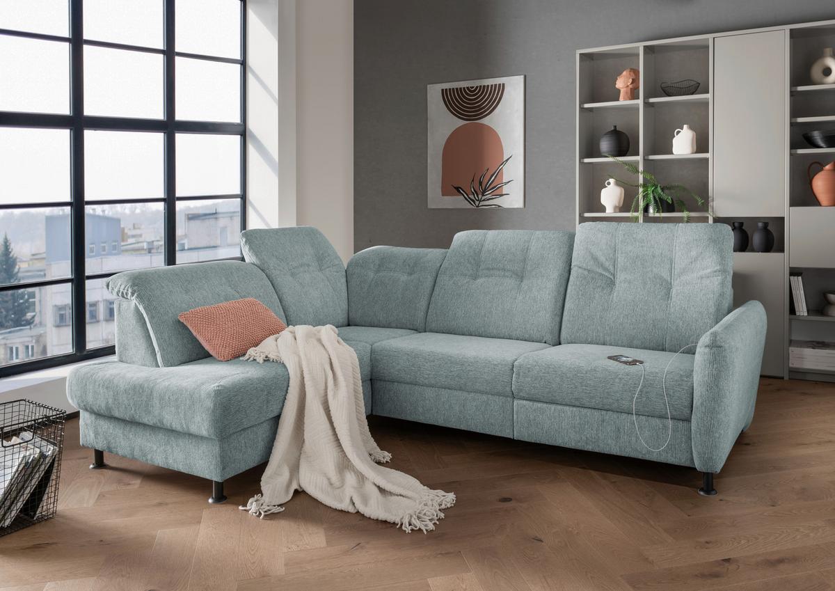 Ecksofa Minori Chenille Blau, S: 198x270 Cm - Blau/Schwarz, MODERN, Textil (198/270cm) - Livetastic